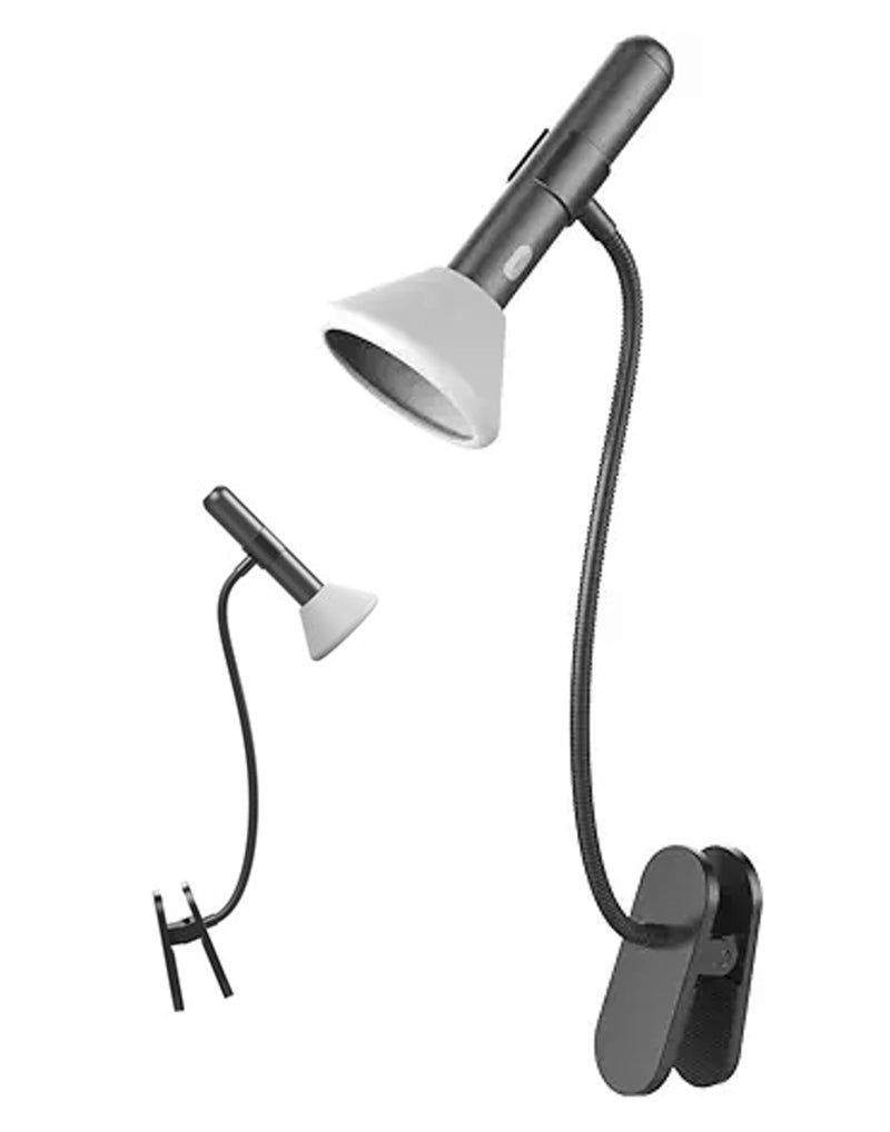 Allocacoc مصباح يدوي ألوكوك، ضوء قراءة مشبك، مصباح مكتبي مشبك، ضوء ليلي LED قابل للتعتيم، شحن USB C محمول مرن قابل للتعديل موفر للطاقة لغرفة النوم متين معدني أسود - Image 1